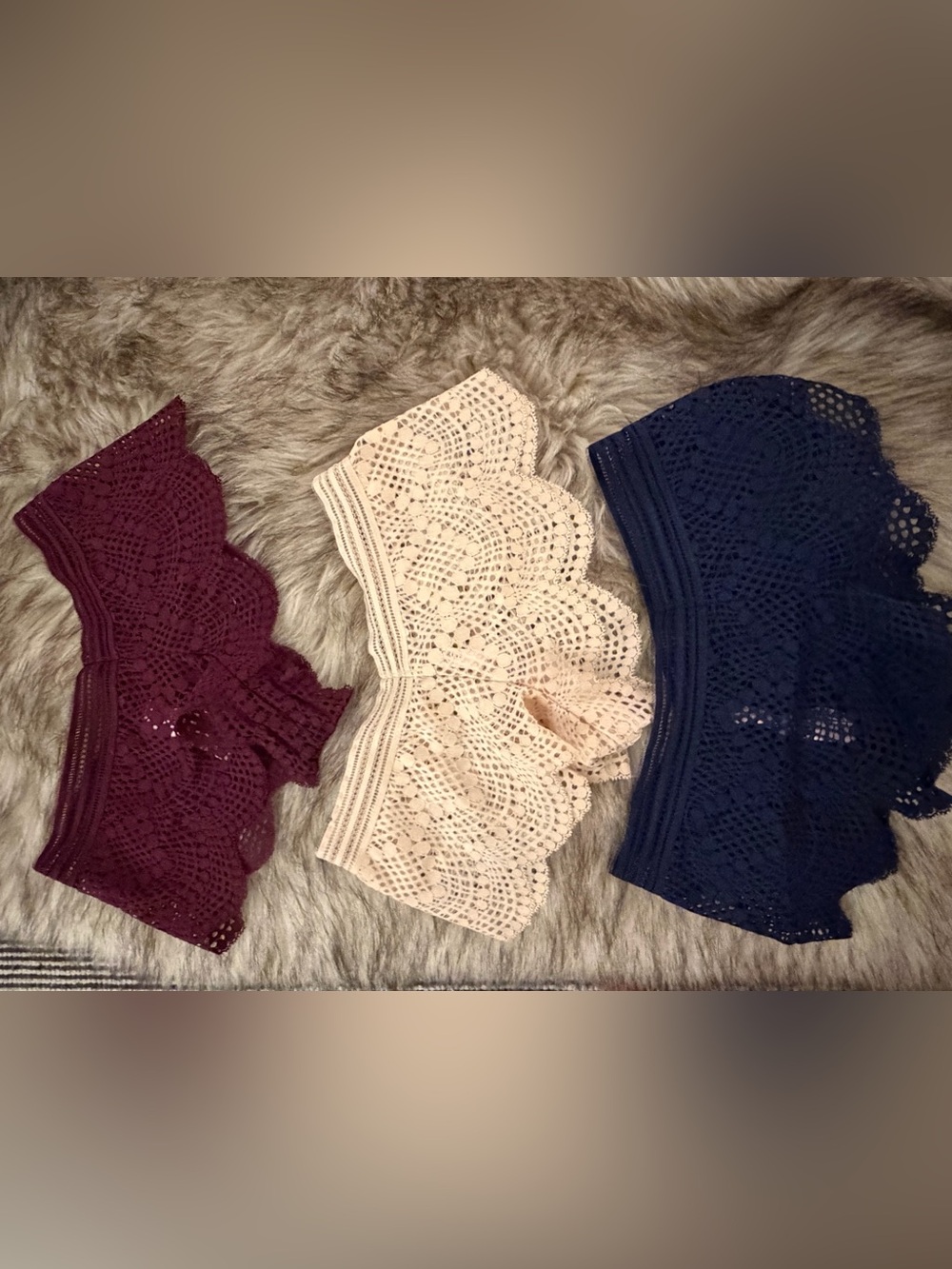 Scalloped Lace Boyshorts - set of 3